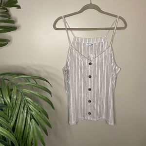Button Front Linen Blend Tank